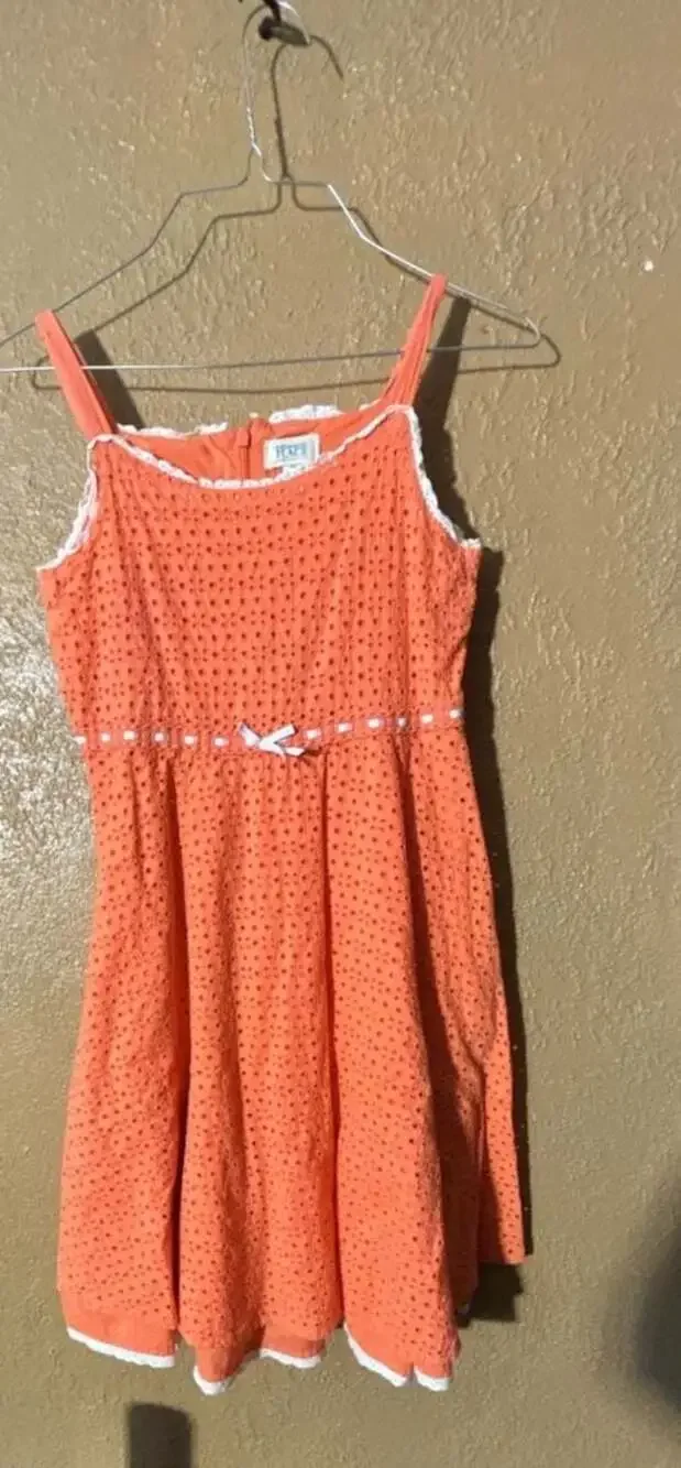 The Children's Place Orange Eyelet Dress Size 12